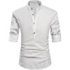 imageNITAGUT Men Henley Neck Long Sleeve Daily Look Linen ShirtsWhite