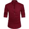 imageNITAGUT Men Henley Neck Long Sleeve Daily Look Linen ShirtsWine Red
