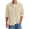 imageNITAGUT Mens Corduroy Shirt Long Sleeve Button Down Work Shirt Jacket with Chest Flap PocketBeige