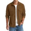 imageNITAGUT Mens Corduroy Shirt Long Sleeve Button Down Work Shirt Jacket with Chest Flap PocketBrown