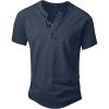 imageNITAGUT Mens Distressed Henley Shirts Retro Short Sleeve Cotton Tee Shirts Casual Button Down Washed TShirtsDeep Blue