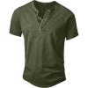 imageNITAGUT Mens Distressed Henley Shirts Retro Short Sleeve Cotton Tee Shirts Casual Button Down Washed TShirtsDeep Green