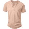 imageNITAGUT Mens Distressed Henley Shirts Retro Short Sleeve Cotton Tee Shirts Casual Button Down Washed TShirtsLight Khaki