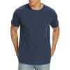 imageNITAGUT Mens Premium Cotton Crew Neck TShirt Fresh Classic TeeA Heather Navy