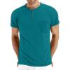 imageNITAGUT Mens Summer Casual TShirts Front Placket Raglan Short Sleeve Henley Shirts with Pocket 3XL Turquoise
