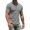 imageNITAGUT Polo Shirts for Men V Neck Slim Fit Short Sleeve Performance Golf Shirt Knit Soft TeesDark Gray