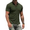 imageNITAGUT Polo Shirts for Men V Neck Slim Fit Short Sleeve Performance Golf Shirt Knit Soft TeesDark Green