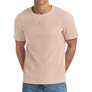 imageNITAGUT Mens Casual TShirt Waffle Crewneck Hipster Short Sleeve ShirtsBeige