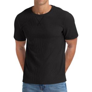 imageNITAGUT Mens Casual TShirt Waffle Crewneck Hipster Short Sleeve ShirtsBlack