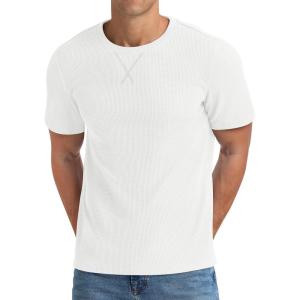 imageNITAGUT Mens Casual TShirt Waffle Crewneck Hipster Short Sleeve ShirtsWhite