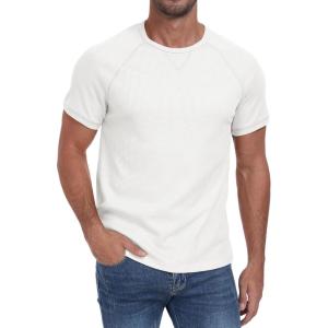 imageNITAGUT Mens Casual Waffle TShirts Short Sleeve Crewneck Solid Summer TeesWhite