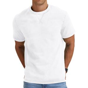 imageNITAGUT Mens Distressed Cotton Shirts Vintage Hipster Hip Hop Longline Crew Neck TShirtWhite