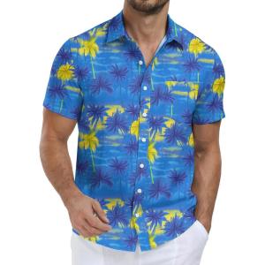 imageNITAGUT Mens Hawaiian Shirts Button Down Short Sleeve Tropical Vacation Beach Shirts with PocketBlue Coconut
