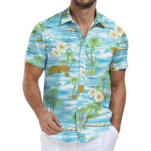 imageNITAGUT Mens Hawaiian Shirts Button Down Short Sleeve Tropical Vacation Beach Shirts with PocketBlue Sea