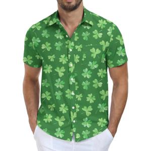 imageNITAGUT Mens Hawaiian Shirts Button Down Short Sleeve Tropical Vacation Beach Shirts with PocketGrass Green
