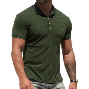 imageNITAGUT Mens Polo Shirts Shortsampamp Long Sleeve Casual Slim Fit Workout Shirts0 Dark Green