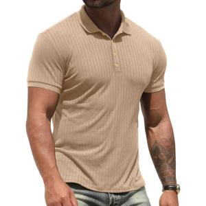 imageNITAGUT Mens Polo Shirts Shortsampamp Long Sleeve Casual Slim Fit Workout Shirts01beige