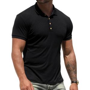 imageNITAGUT Mens Polo Shirts Shortsampamp Long Sleeve Casual Slim Fit Workout Shirts01black