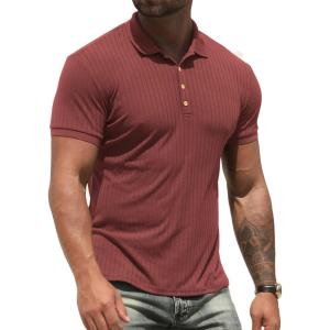 imageNITAGUT Mens Polo Shirts Shortsampamp Long Sleeve Casual Slim Fit Workout Shirts01brick Red