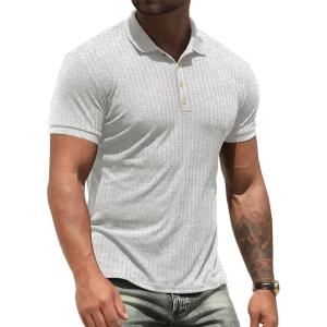 imageNITAGUT Mens Polo Shirts Shortsampamp Long Sleeve Casual Slim Fit Workout Shirts01light Gray