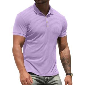imageNITAGUT Mens Polo Shirts Shortsampamp Long Sleeve Casual Slim Fit Workout Shirts01light Purple