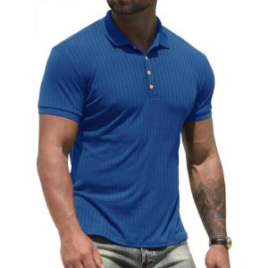 imageNITAGUT Mens Polo Shirts Shortsampamp Long Sleeve Casual Slim Fit Workout Shirts01royal Blue