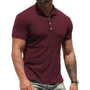 imageNITAGUT Mens Polo Shirts Shortsampamp Long Sleeve Casual Slim Fit Workout Shirts01wine Red