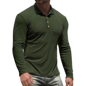 imageNITAGUT Mens Polo Shirts Shortsampamp Long Sleeve Casual Slim Fit Workout Shirts02dark Green