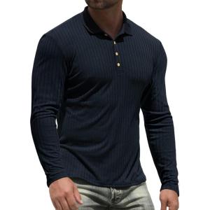 imageNITAGUT Mens Polo Shirts Shortsampamp Long Sleeve Casual Slim Fit Workout Shirts02navy Blue