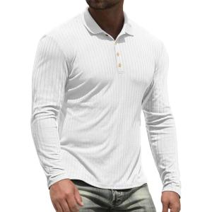 imageNITAGUT Mens Polo Shirts Shortsampamp Long Sleeve Casual Slim Fit Workout Shirts02white