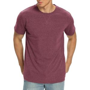 imageNITAGUT Mens Premium Cotton Crew Neck TShirt Fresh Classic TeeA Heather Red