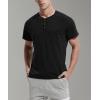 imageNITAGUT Mens Summer Casual TShirts Front Placket Raglan Short Sleeve Henley Shirts with Pocket 3XL Black