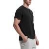 imageNITAGUT Mens Summer Casual TShirts Front Placket Raglan Short Sleeve Henley Shirts with Pocket 3XL Black