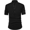 imageNITAGUT Mens Linen Henley Shirt Half Sleeve Beach Yoga Casual Fit Tops