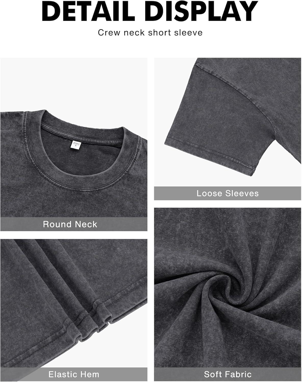 imageNITAGUT Mens Oversized Cotton TShirts Vintage Unisex Short Sleeves Loose Streetwear Casual Wash Solid Basic Tops Tee01black
