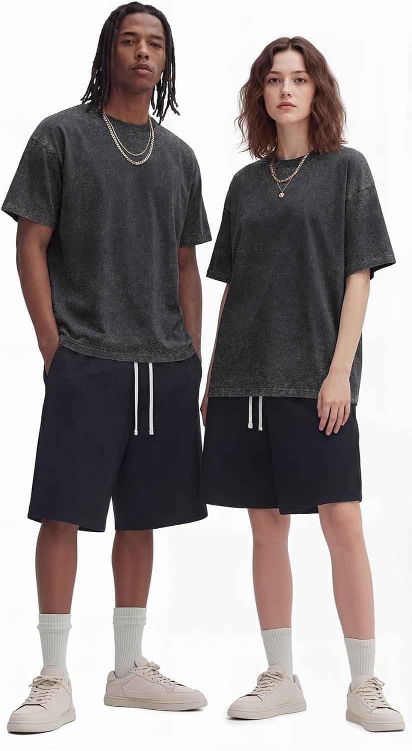 imageNITAGUT Mens Oversized Cotton TShirts Vintage Unisex Short Sleeves Loose Streetwear Casual Wash Solid Basic Tops TeeBlackGrayBeige