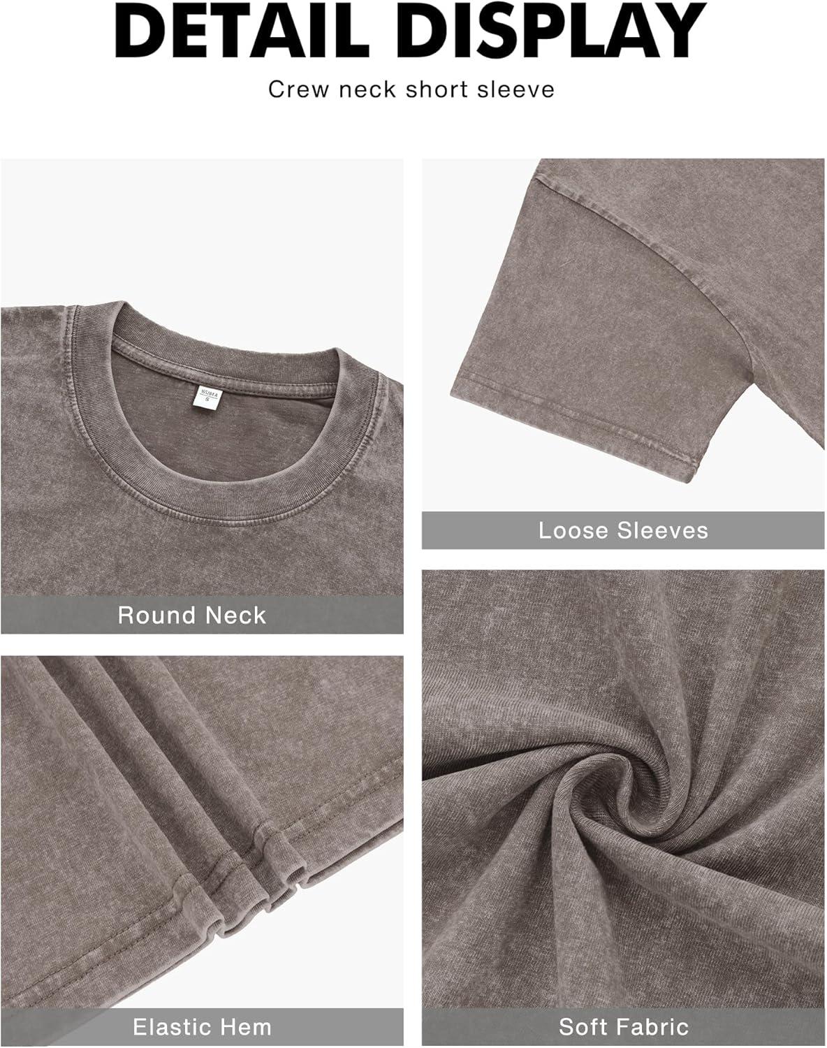 imageNITAGUT Mens Oversized Cotton TShirts Vintage Unisex Short Sleeves Loose Streetwear Casual Wash Solid Basic Tops TeeKhaki