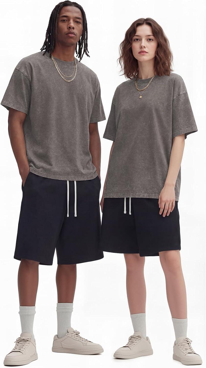 imageNITAGUT Mens Oversized Cotton TShirts Vintage Unisex Short Sleeves Loose Streetwear Casual Wash Solid Basic Tops TeeKhaki