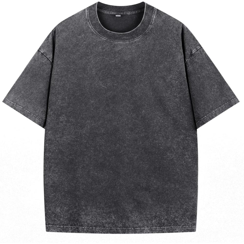 imageNITAGUT Mens Oversized Cotton TShirts Vintage Unisex Short Sleeves Loose Streetwear Casual Wash Solid Basic Tops Tee01black