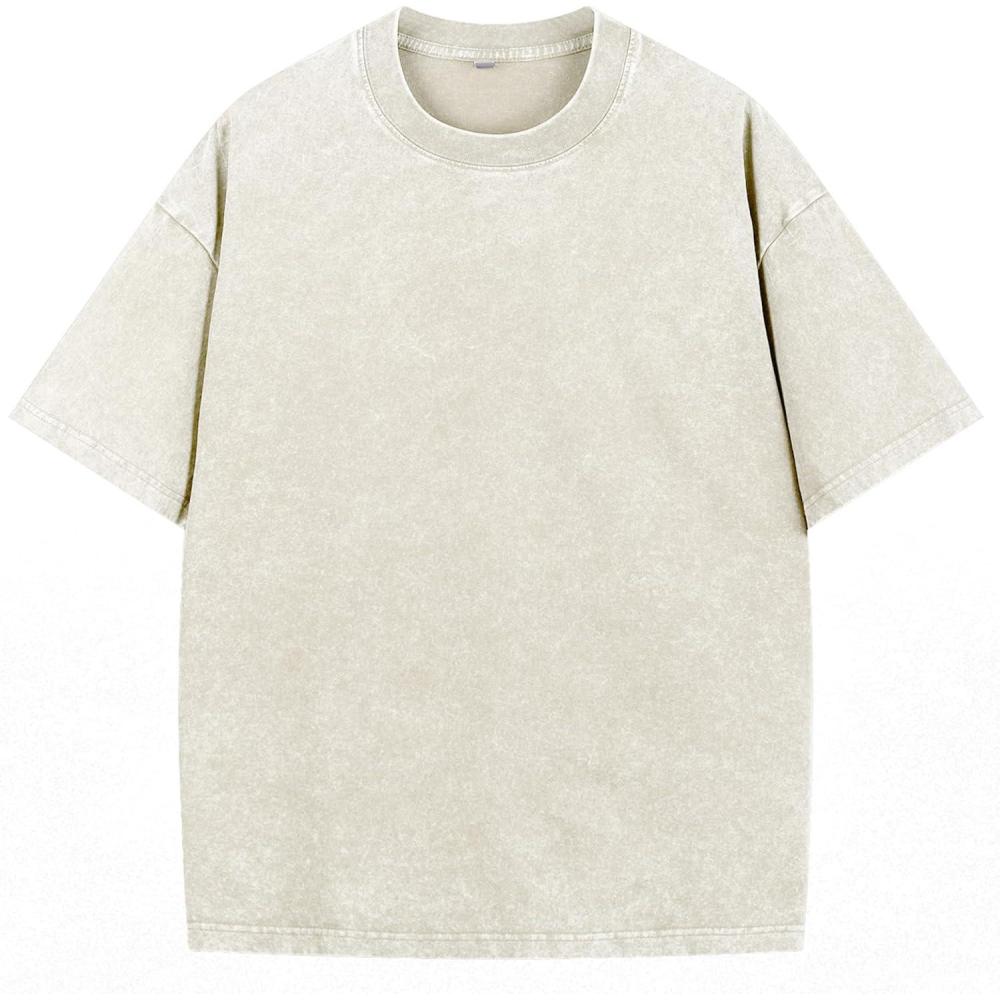 imageNITAGUT Mens Oversized Cotton TShirts Vintage Unisex Short Sleeves Loose Streetwear Casual Wash Solid Basic Tops TeeBeige