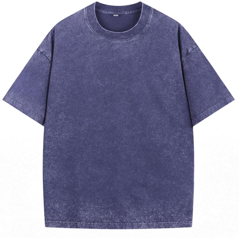imageNITAGUT Mens Oversized Cotton TShirts Vintage Unisex Short Sleeves Loose Streetwear Casual Wash Solid Basic Tops TeeBlue