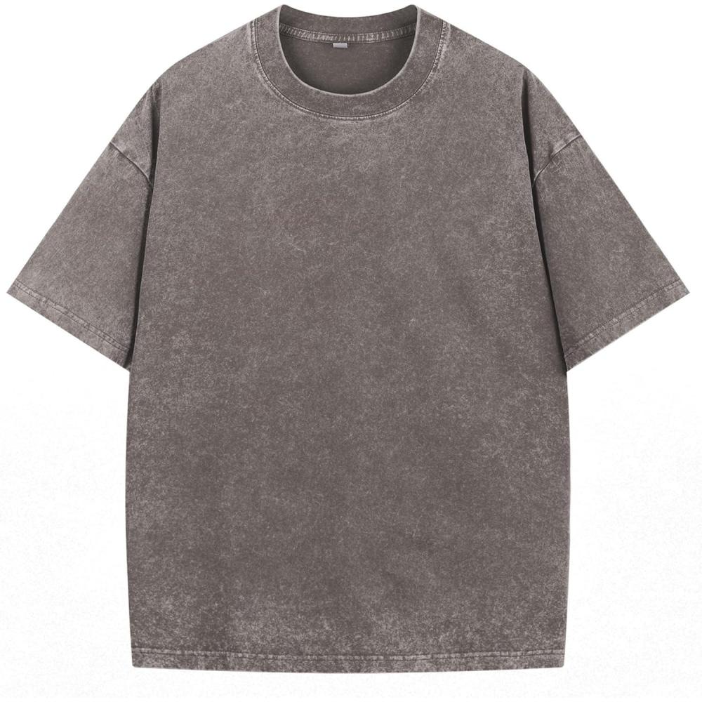 imageNITAGUT Mens Oversized Cotton TShirts Vintage Unisex Short Sleeves Loose Streetwear Casual Wash Solid Basic Tops TeeKhaki