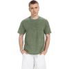imageNITAGUT Mens Oversized Cotton TShirts Vintage Unisex Short Sleeves Loose Streetwear Casual Wash Solid Basic Tops TeeArmy Green