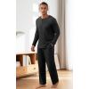 imageNITAGUT Mens Pajama Set Henley Collar Loungewear Long Sleeved Buttoned Sleepwear 2 Piece Pjs with PocketsBlack