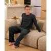 imageNITAGUT Mens Pajama Set Henley Collar Loungewear Long Sleeved Buttoned Sleepwear 2 Piece Pjs with PocketsBlack