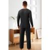 imageNITAGUT Mens Pajama Set Henley Collar Loungewear Long Sleeved Buttoned Sleepwear 2 Piece Pjs with PocketsBlack