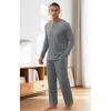 imageNITAGUT Mens Pajama Set Henley Collar Loungewear Long Sleeved Buttoned Sleepwear 2 Piece Pjs with PocketsDark Grey