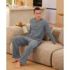 imageNITAGUT Mens Pajama Set Henley Collar Loungewear Long Sleeved Buttoned Sleepwear 2 Piece Pjs with PocketsDark Grey