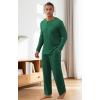 imageNITAGUT Mens Pajama Set Henley Collar Loungewear Long Sleeved Buttoned Sleepwear 2 Piece Pjs with PocketsGreen