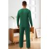 imageNITAGUT Mens Pajama Set Henley Collar Loungewear Long Sleeved Buttoned Sleepwear 2 Piece Pjs with PocketsGreen